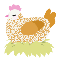 Juice, a white and orange chicken with a double-lace pattern