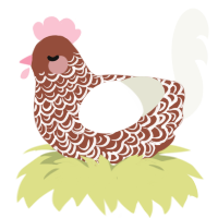 Choccy Milk, a russet and white chicken with a double-lace pattern
