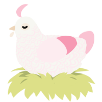 A white and rose chicken with a double-lace pattern