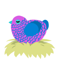 Bubblegum Jr, a orchid and sapphire chicken with a lace pattern