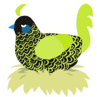 Loophole, a sable and lime chicken with a double-lace pattern