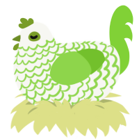 Aphid, a white and grass chicken with a lace pattern