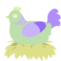Grape, a gluppy and lilac chicken with a neck-speckle pattern