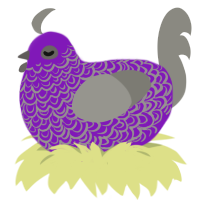 ridgeon, a violet and ash chicken with a double-lace pattern