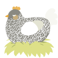 A ash and white chicken with a double-lace pattern