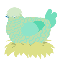 ghost, a gluppy and mint chicken with a lace pattern