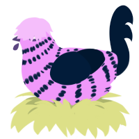 haze, a lavender and tumblr chicken with a bar pattern