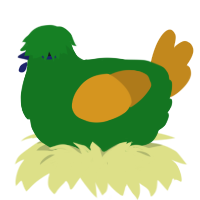 A leaf and ochre chicken