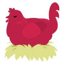 (unnamed), a crimson chicken with a neck-speckle pattern
