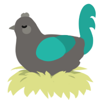 (unnamed), a grey and turquoise chicken