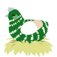 Tzwh, a leaf and cream chicken with a bar pattern