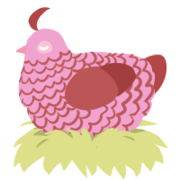 creche turn, a pink and red chicken with a lace pattern