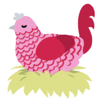 A pink and crimson chicken with a lace pattern