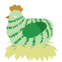 Melon-Pult, a gluppy and viridian chicken with a bar pattern