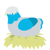 A mist and cerulean chicken with a head pattern