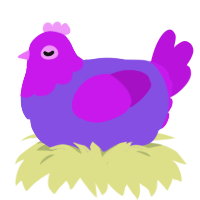 (unnamed), a blurple and amethyst chicken with a head pattern