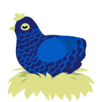 A navy and ultramarine chicken with a lace pattern