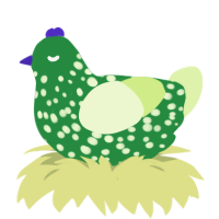 Cauliflower, a viridian and apple chicken with a speckle pattern