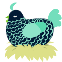 Spearmint, a tumblr and mint chicken with a lace pattern