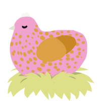 Straw-ban cream, a pink and orange chicken with a speckle pattern