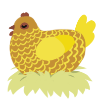 A gold and yellow chicken with a lace pattern