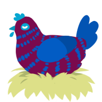 Brellet, a wine and ultramarine chicken with a bar pattern