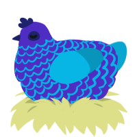 Vortex jr, a indigo and cerulean chicken with a lace pattern