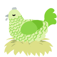 Lime Sherbert, a apple and grass chicken with a lace pattern