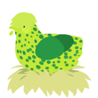 Fresh xyx, a lime and viridian chicken with a speckle pattern