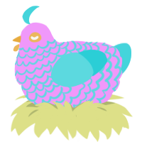 Easter Egg, a lavender and aqua chicken with a lace pattern
