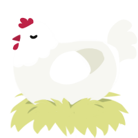 Chickem, a white chicken with a head pattern
