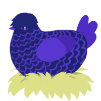 A navy and indigo chicken with a lace pattern