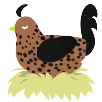 root veg, a brown and black chicken with a speckle pattern