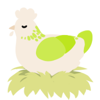 A cream and lime chicken with a neck-speckle pattern