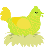 tinkle tea, a lime and yellow chicken with a lace pattern