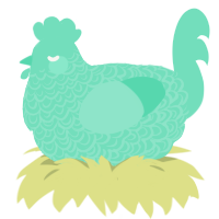 A mint chicken with a double-lace pattern