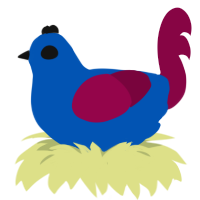 The Vision, a ultramarine and maroon chicken