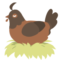 Soft Soil, a brown and bark chicken with a head pattern