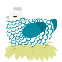 A white and sea chicken with a lace pattern