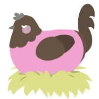 Valentine Chocolate, a pink and bark chicken with a head pattern