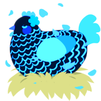 A sable and silver chicken with a lace pattern