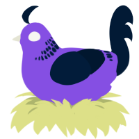 A blurple and tumblr chicken with a neck-band pattern