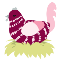 Peppermint, a maroon and rose chicken with a bar pattern