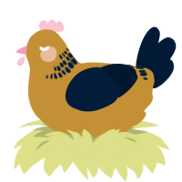 Professor, a gold and tumblr chicken with a neck-band pattern