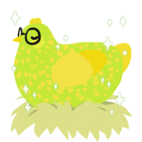 Neon king, a lime and yellow chicken with a speckle pattern