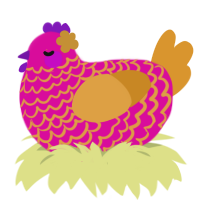 jello, a fuchsia and orange chicken with a lace pattern