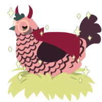 A viridian and gluppy chicken with a lace pattern