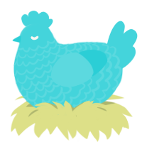 Bell, a aqua chicken with a lace pattern