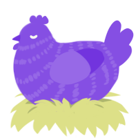 Blurple, a blurple chicken with a bar pattern