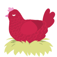 Cherry, a crimson chicken with a lace pattern